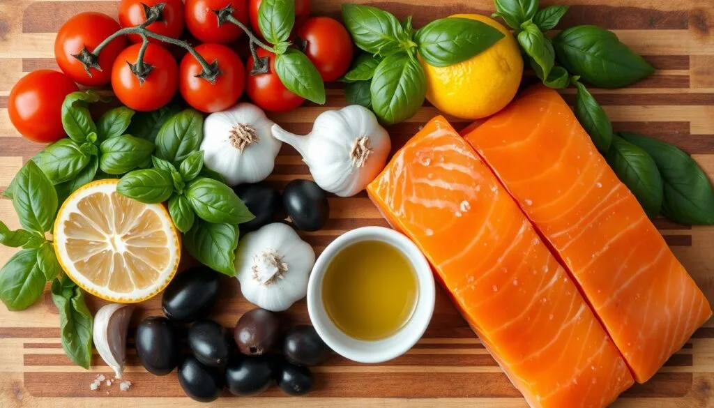 ingredients for Mediterranean salmon dish ingredients for Mediterranean salmon dish
